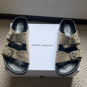 Isabel Marant Lennyo Studded Sandals Taupe Suede sz 41